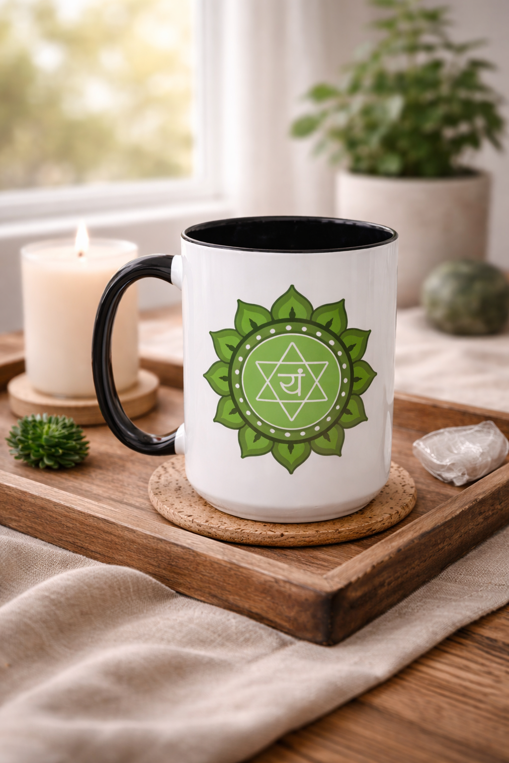 Heart Chakra Mug – I Am Open to Give and Receive Love Freely (11oz / 15oz)