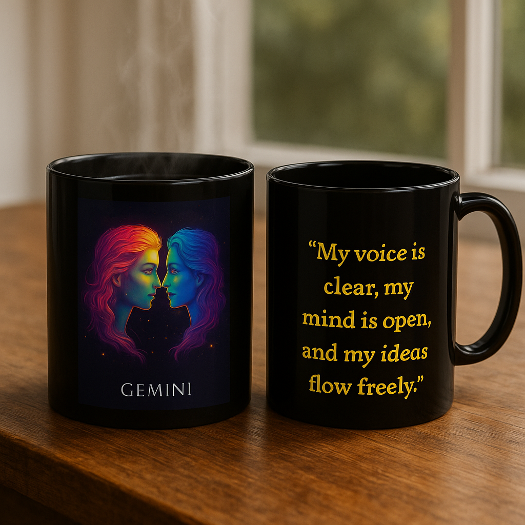 Gemini Zodiac Affirmation Mug – Expressive & Dynamic