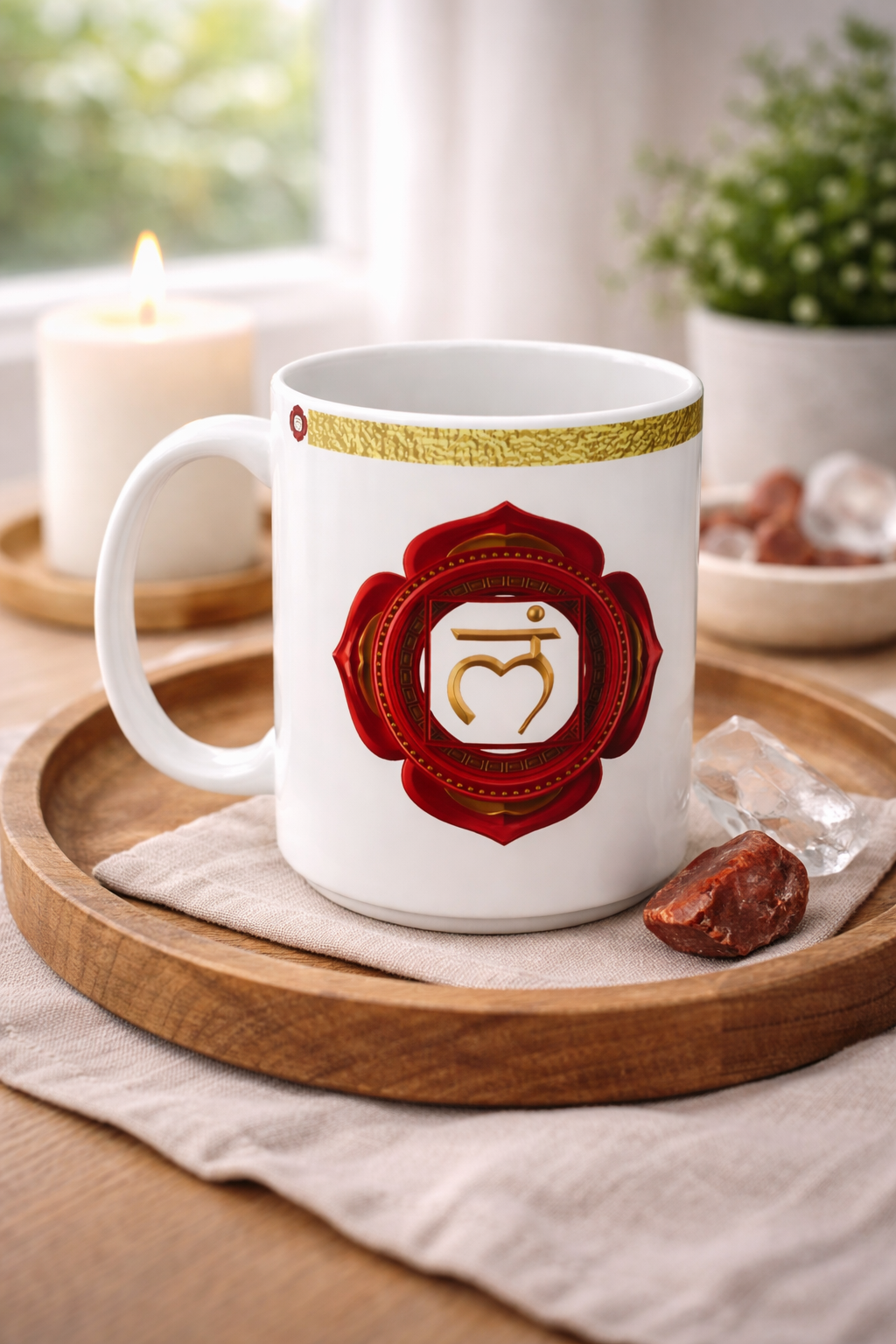 Root Chakra Mug – Grounded in Stability & Strength (Golden Collection, 15oz)