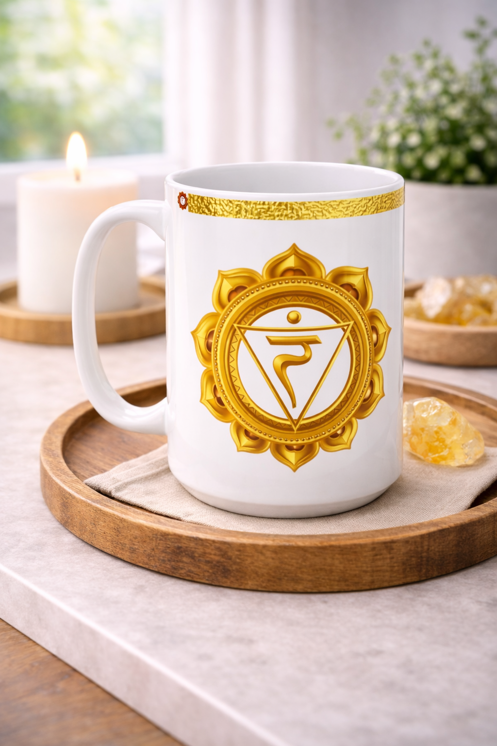 Solar Plexus Chakra Mug – Empowered in Confidence & Light (Golden Collection, 15oz)