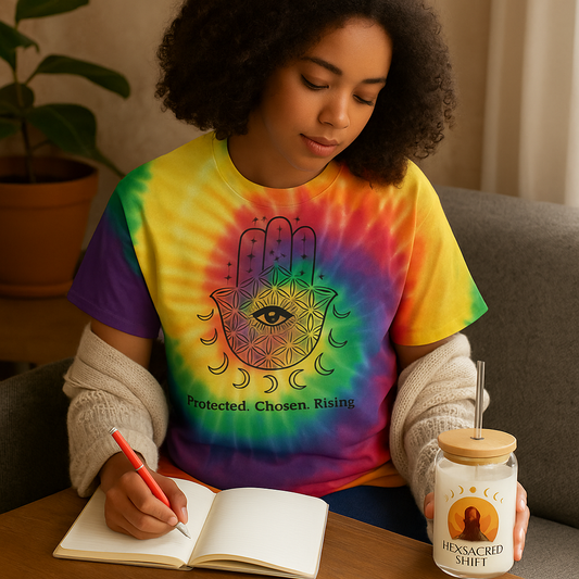 Sacred Flow Tie-Dye T-Shirt  | Hoodie– Featuring the Hamsa Hand
