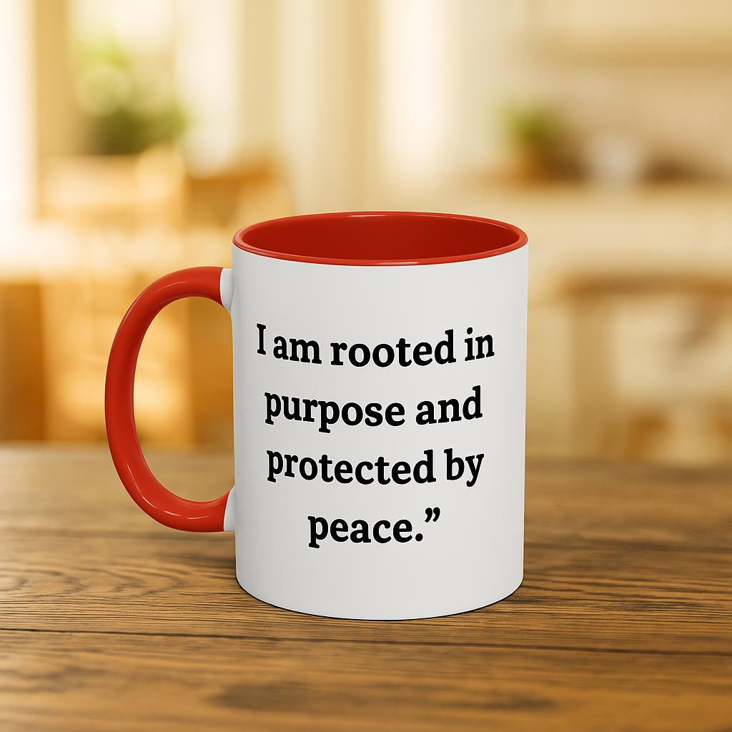 Root Chakra Mug – I Am Rooted in Purpose and Protected by Peace (11oz / 15oz)
