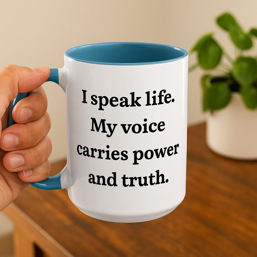 Throat Chakra Mug – I Speak Life. My Voice Carries Power and Truth (11oz / 15oz)