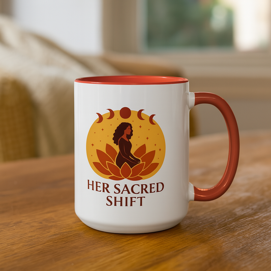 Meditation Coffee Mug - Her Sacred Shift Logo Mug – Root Chakra Energy (11oz / 15oz)