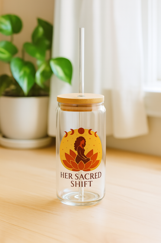 Her Sacred Shift Root Chakra Sipper Glass – I Am Grounded. I Am Safe. | 16oz Tumbler