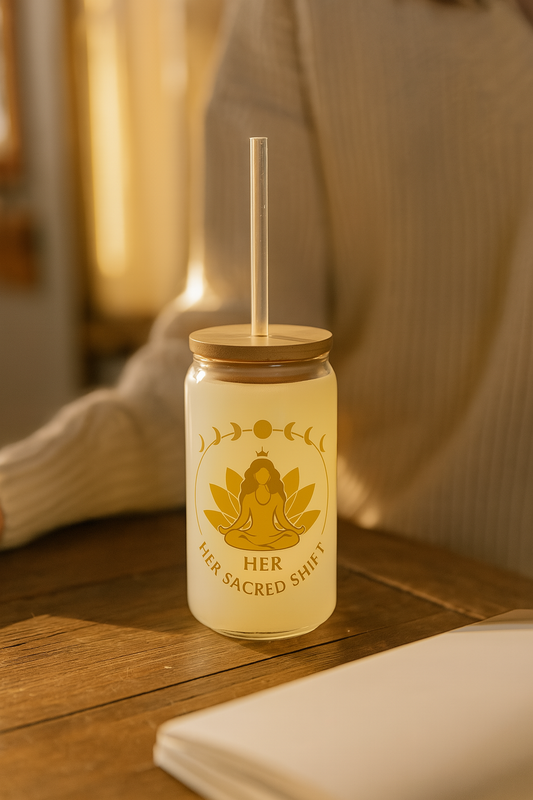 Her Sacred Shift Solar Plexus Chakra Sipper Glass – I Am Radiant. I Am Strong. | 16oz