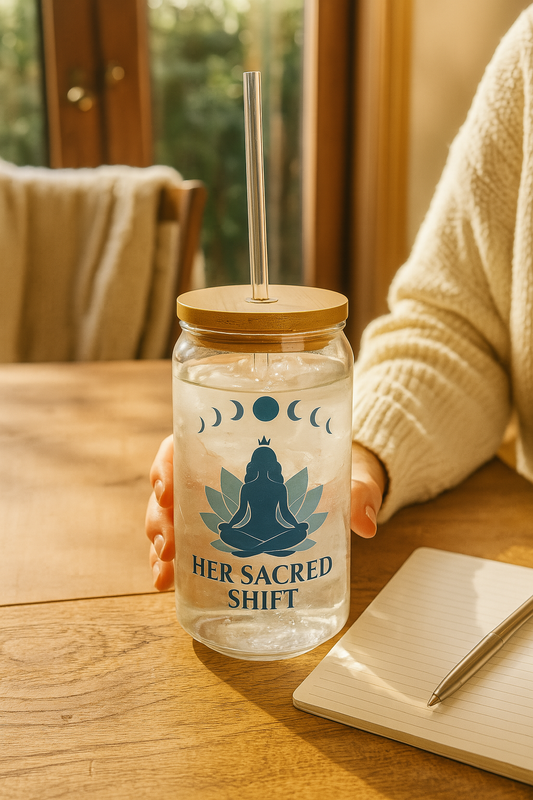 Throat Chakra Sipper Glass – I Speak. I Express. I Am Heard. | 16oz
