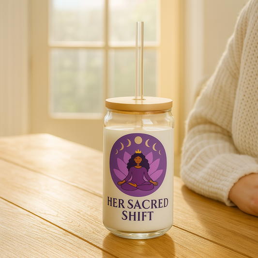 Her Sacred Shift Crown Chakra Sipper Glass – I Am Connected. I Am Light. | 16oz