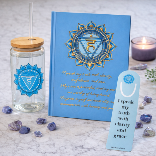 Throat Chakra Mindfulness Reflection Gift Set – Clarity & Self-Expression Self-Care Bundle (Mother’s Day Edition)