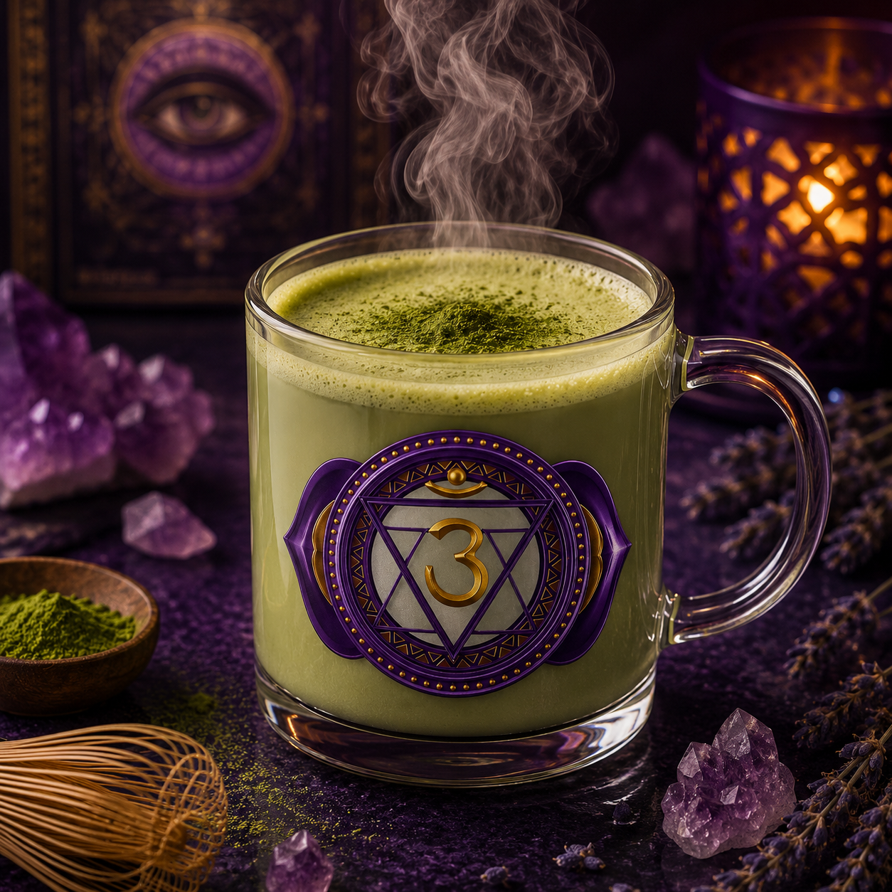 Third Eye Chakra Ritual Glass Mug – Intuitive Clarity Edition | 10oz