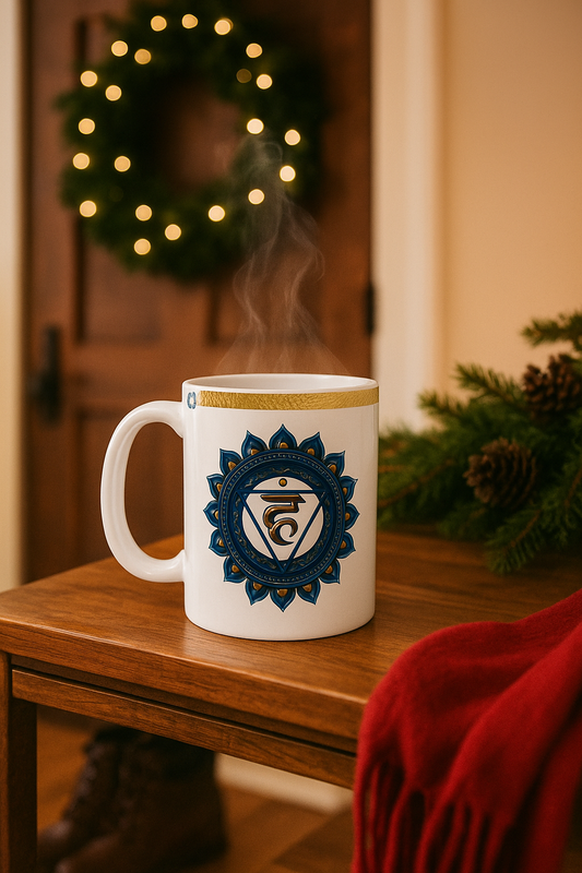 Throat Chakra Mug – Speaking with Clarity & Truth (Golden Collection, 11oz)