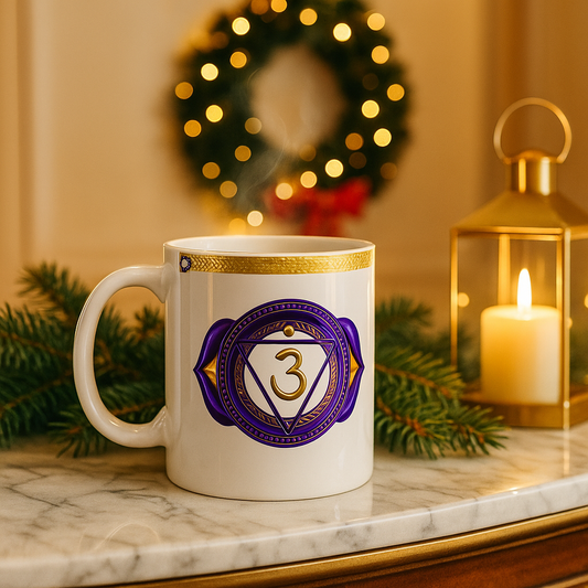 Third Eye Chakra Mug – Guided by Wisdom & Vision (Golden Collection, 11oz)