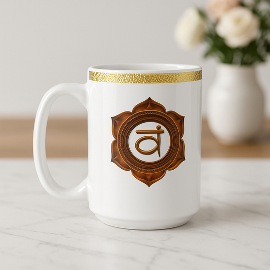 Sacral Chakra Mug – Flowing in Creativity & Passion (Golden Collection, 15oz)