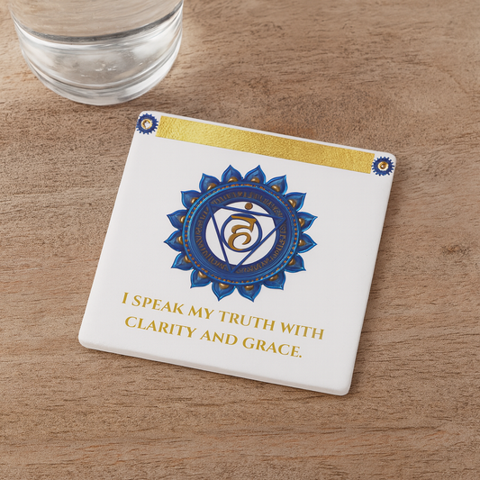 Throat Chakra Coaster – Speak Your Truth in Flow | Golden Chakra Collection
