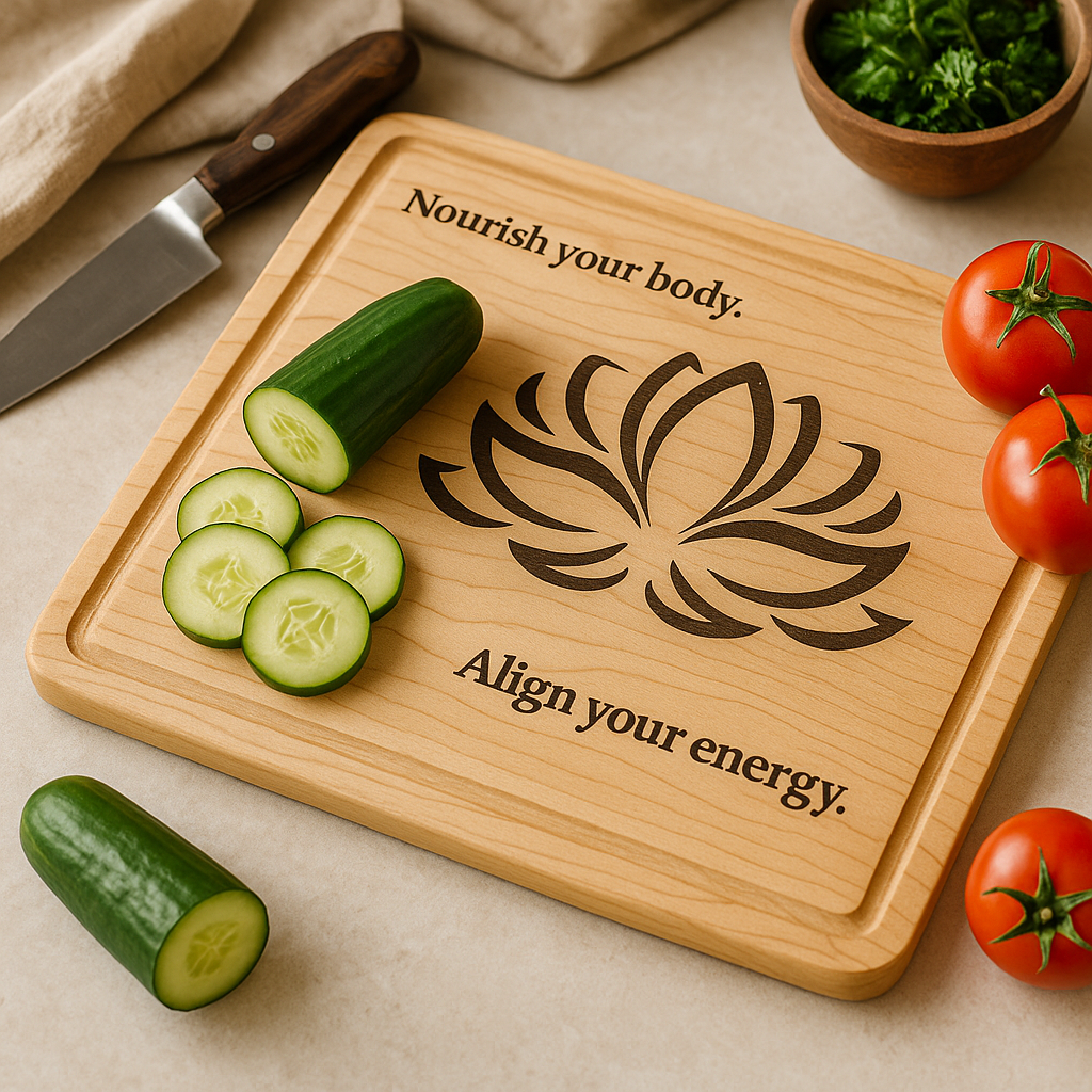 Lotus Alignment Cutting Board – Maple or Walnut | Nourish Your Body, Align Your Energy