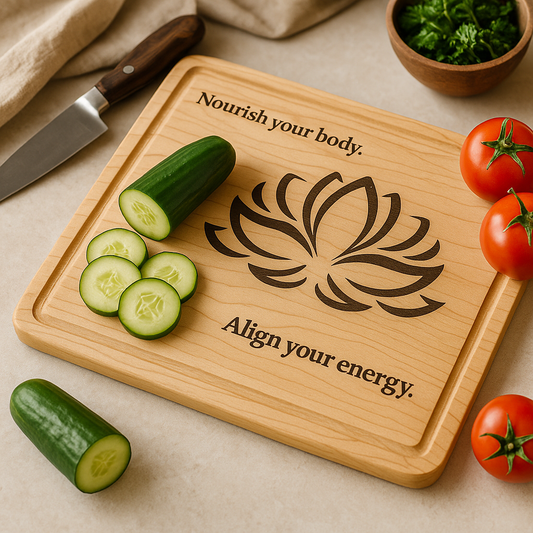 Lotus Alignment Cutting Board – Maple or Walnut | Nourish Your Body, Align Your Energy