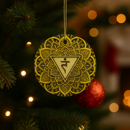 Ceramic Solar Plexus Chakra Ornament – Shining with Christmas Light