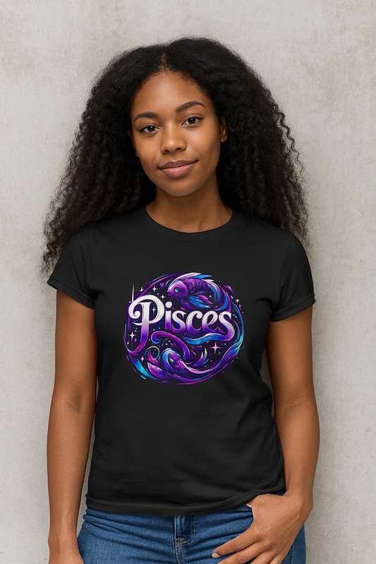 Pisces Zodiac T-Shirt – Bold Black & White Design 2