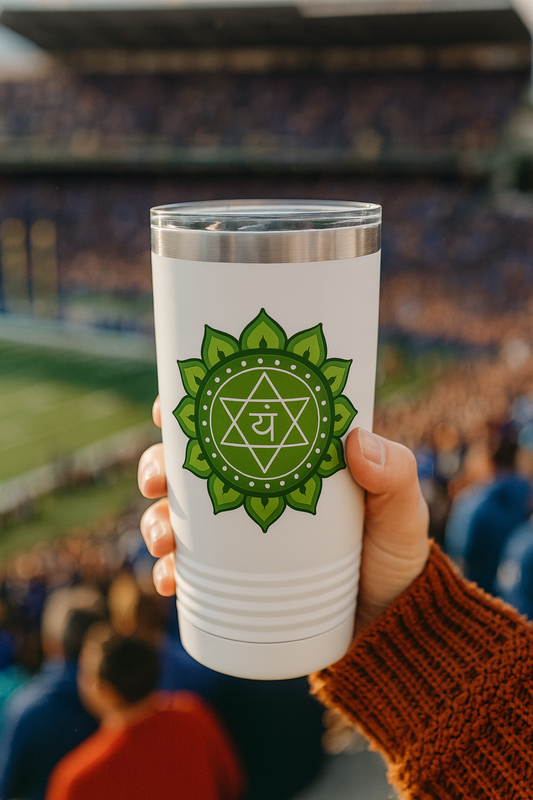 Heart Chakra Stainless Steel 20oz Tumbler – Love & Compassion (White)