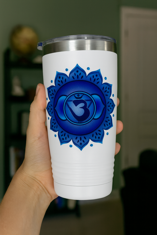 Third Eye Chakra Stainless Steel 20oz Tumbler – Intuition & Clarity (White)