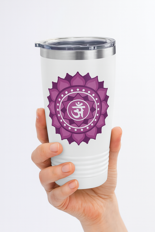 Crown Chakra Stainless Steel 20oz Tumbler – Spiritual Connection (White)