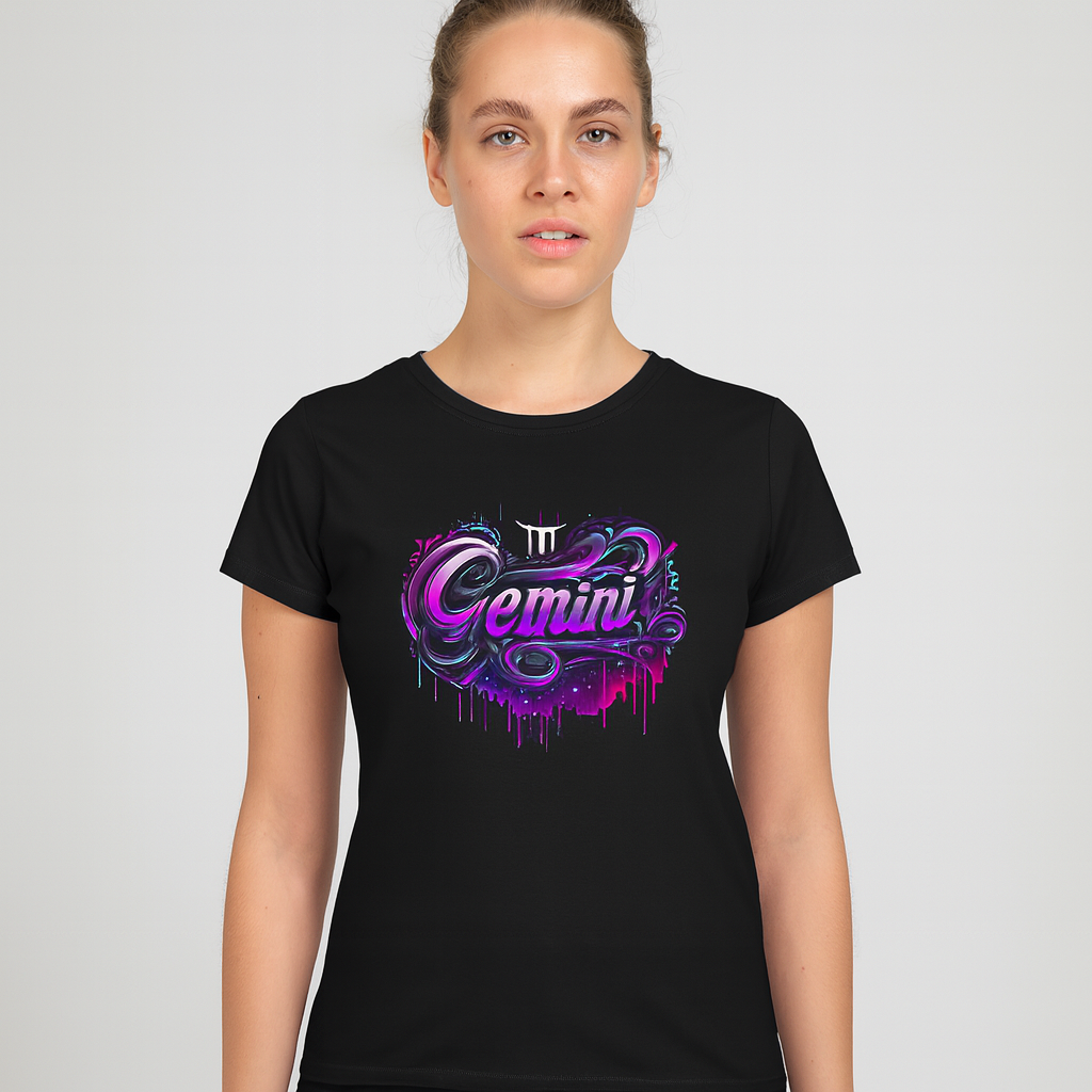Gemini Zodiac T-Shirt – Bold Black & White Design 1