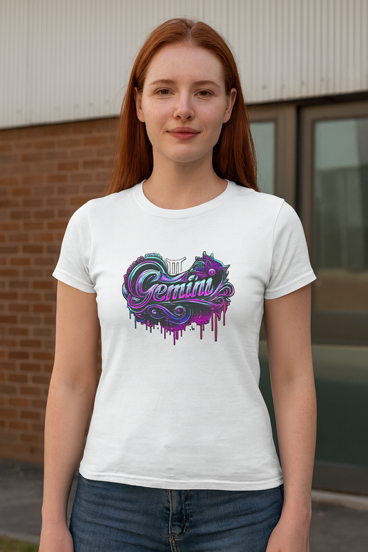 Gemini Zodiac T-Shirt – Bold Black & White Design 1