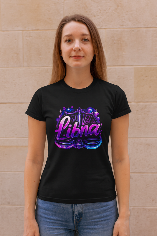 Libra Zodiac T-Shirt – Bold Black & White Design 2
