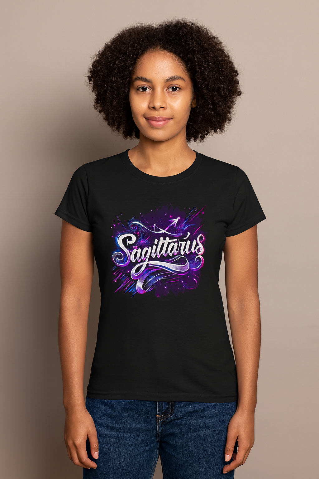 Sagittarius Zodiac T-Shirt – Bold Black & White Design 1