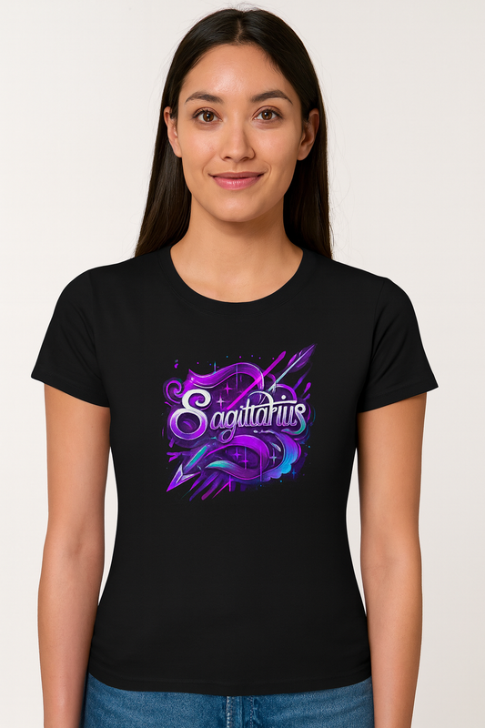 Sagittarius Zodiac T-Shirt – Bold Black & White Design 2