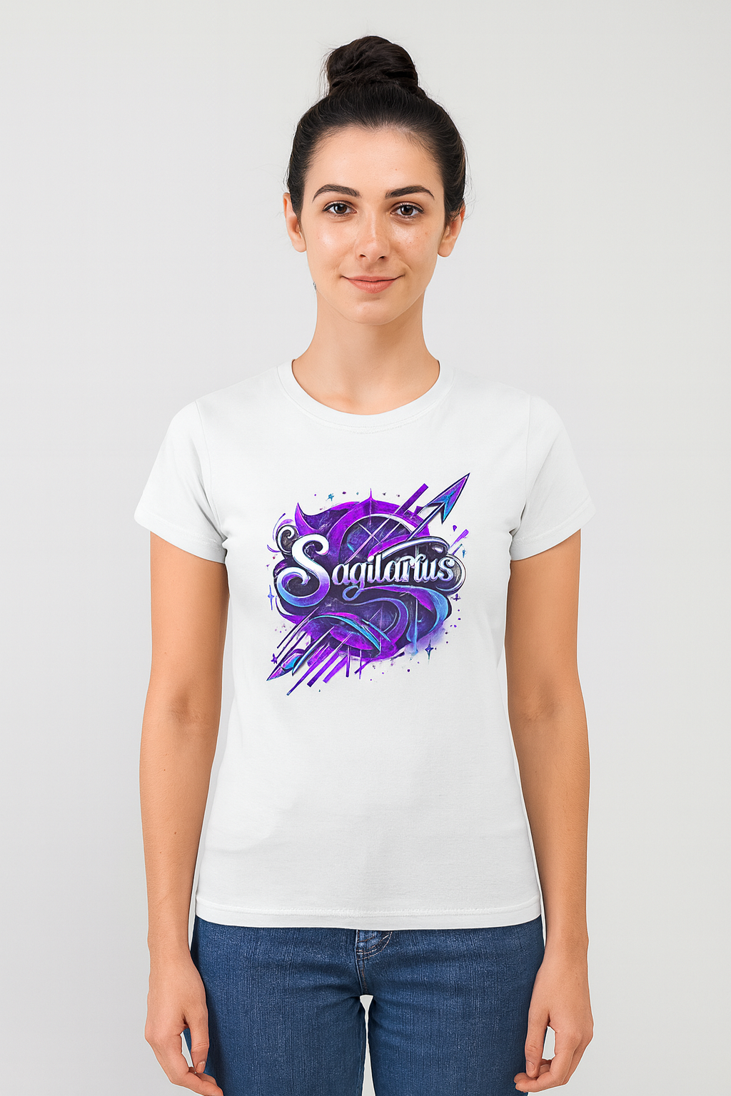 Sagittarius Zodiac T-Shirt – Bold Black & White Design 2