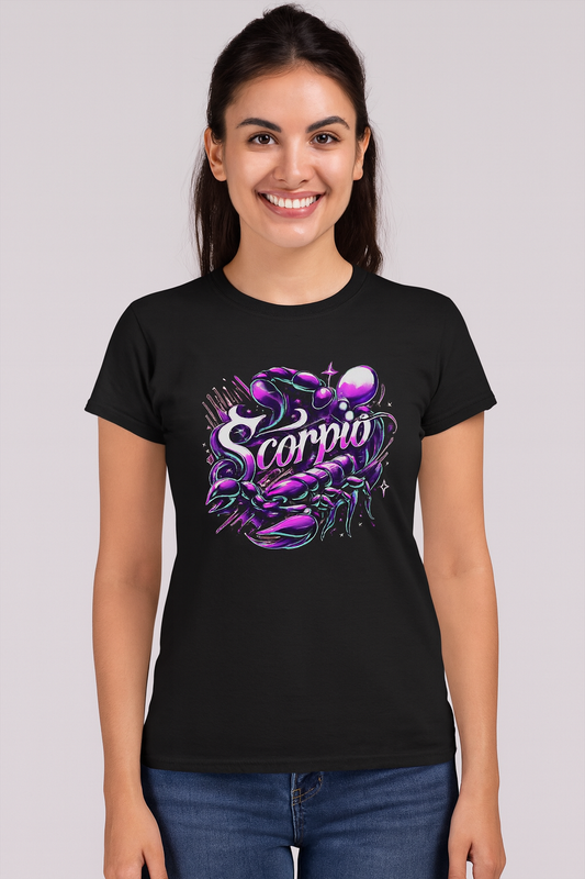 Scorpio Zodiac T-Shirt – Bold Black & White Design 2