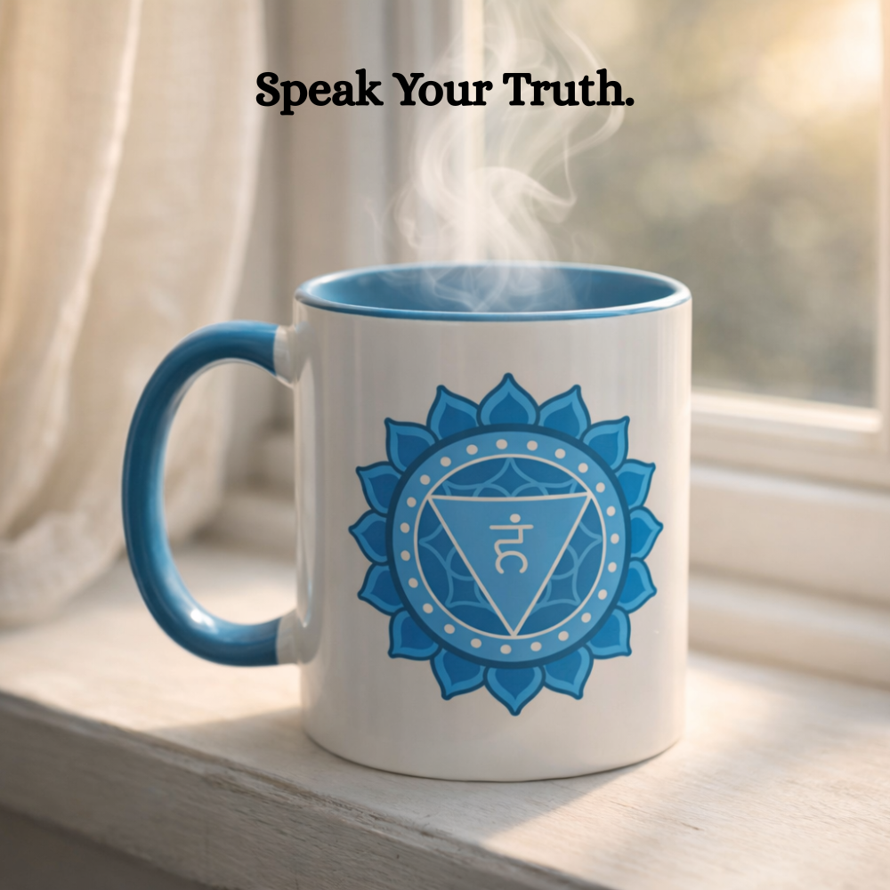 Throat Chakra Mug – I Speak Life. My Voice Carries Power and Truth (11oz / 15oz)