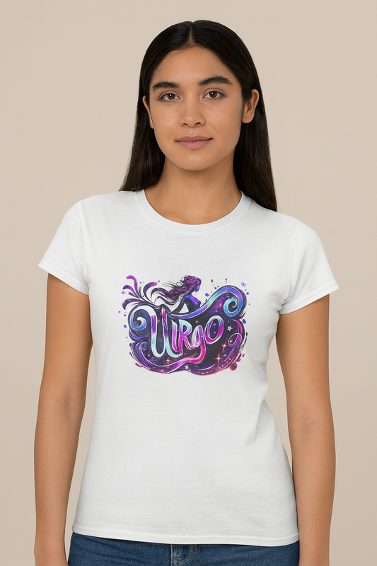 Virgo Zodiac T-Shirt – Bold Black & White Design 1
