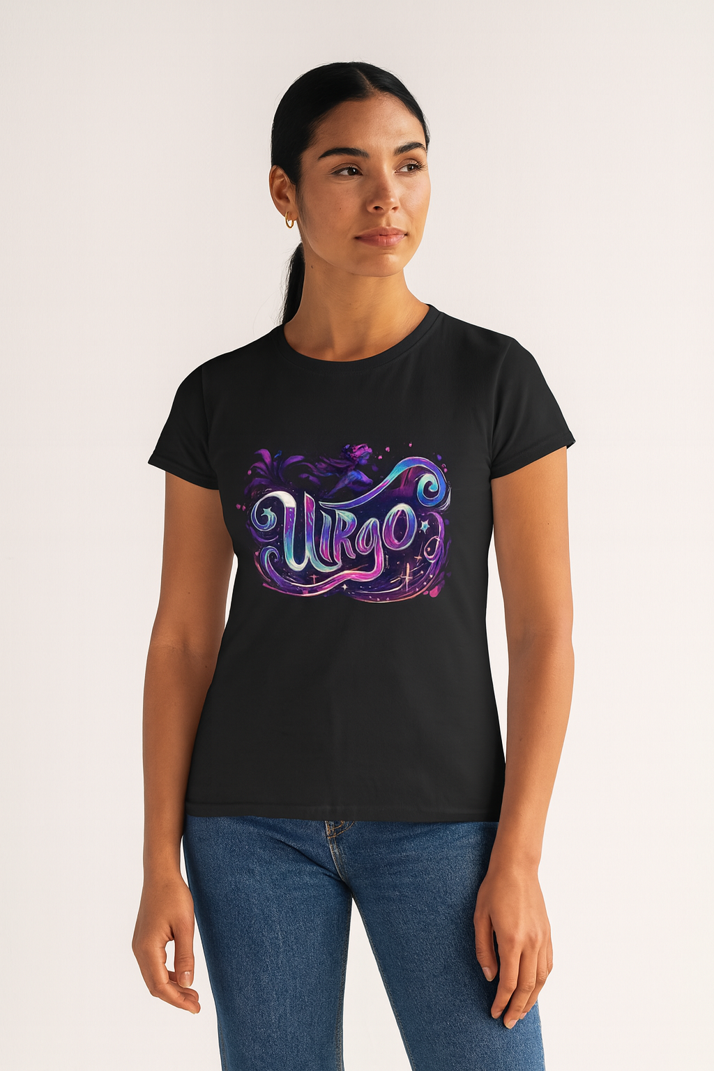 Virgo Zodiac T-Shirt – Bold Black & White Design 1