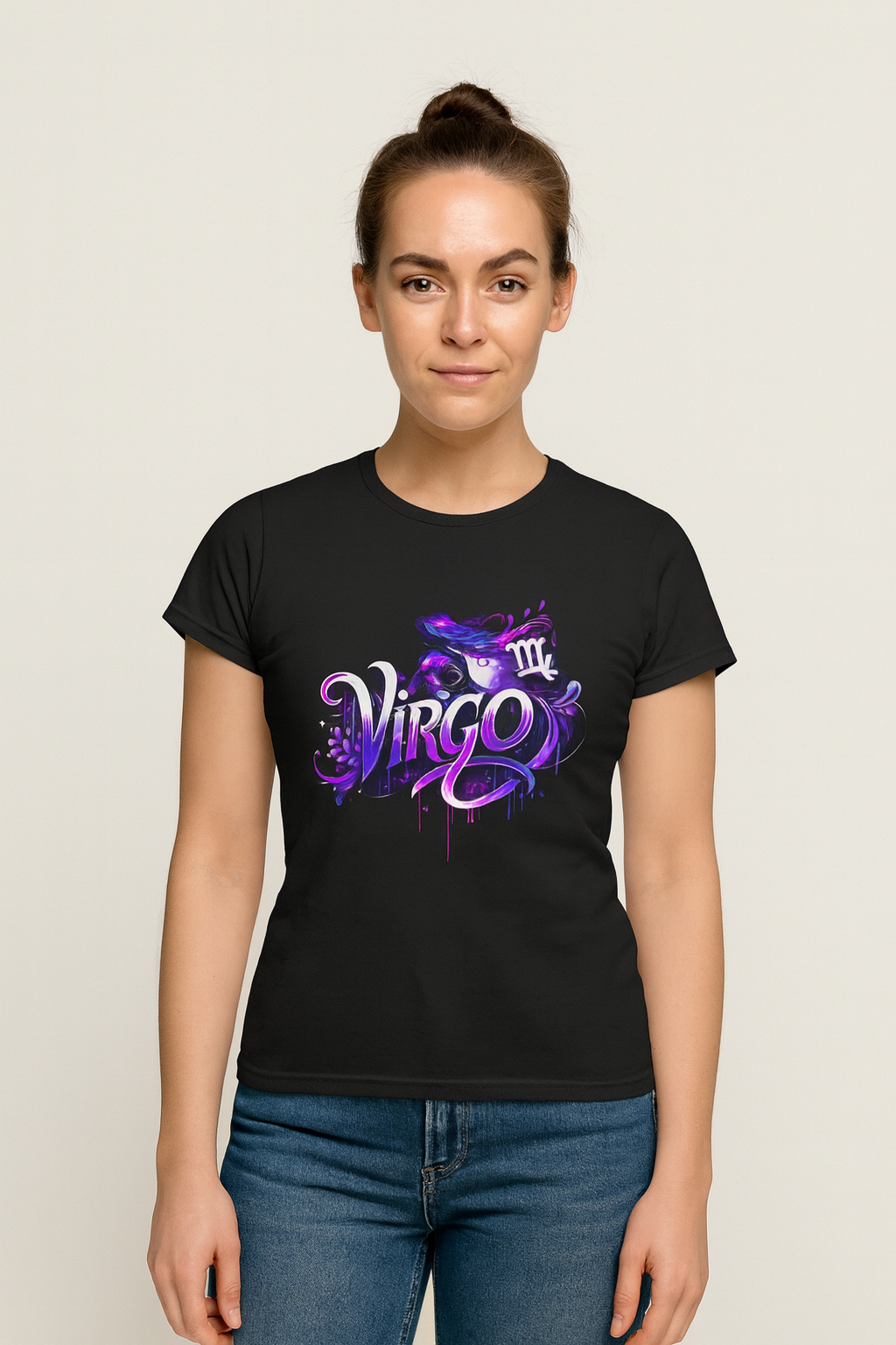 Virgo Zodiac T-Shirt – Bold Black & White Design 2