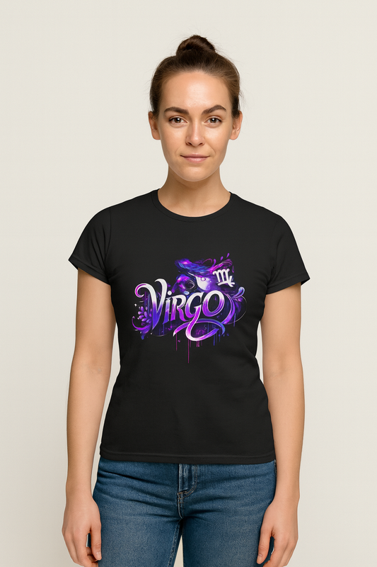 Virgo Zodiac T-Shirt – Bold Black & White Design 2