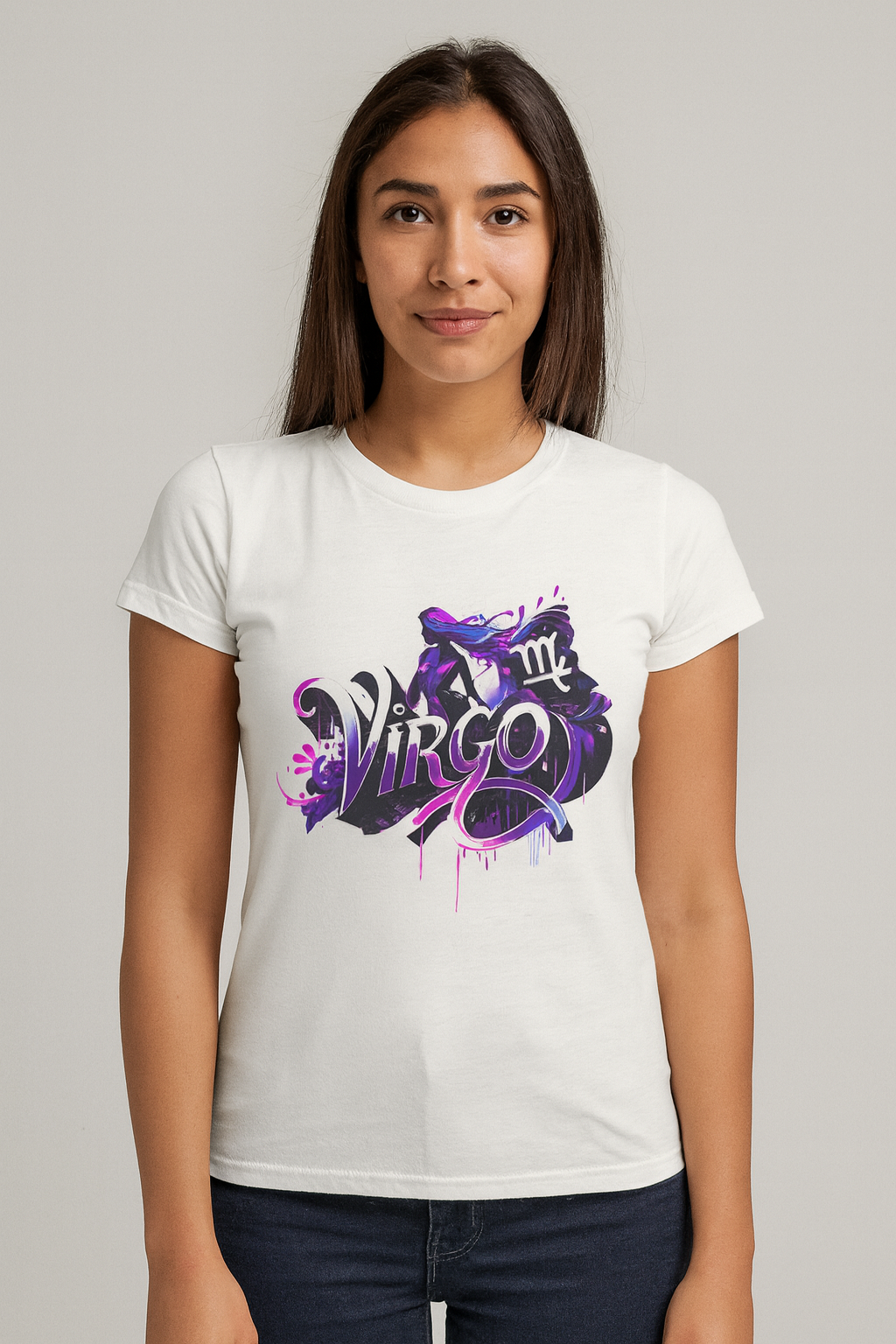 Virgo Zodiac T-Shirt – Bold Black & White Design 2