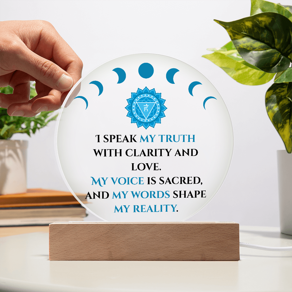 Throat Chakra Acrylic Plaque – “I Speak My Truth. I Am Heard.”
