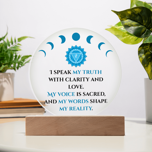 Throat Chakra Acrylic Plaque – “I Speak My Truth. I Am Heard.”