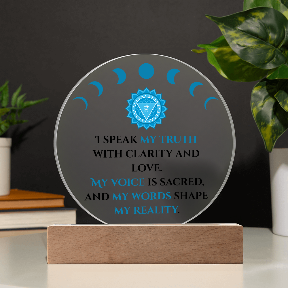 Throat Chakra Acrylic Plaque – “I Speak My Truth. I Am Heard.”