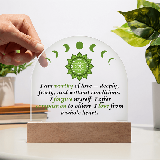 Heart Chakra Acrylic Plaque – “I Am Love. I Am Open. I Am Whole.”