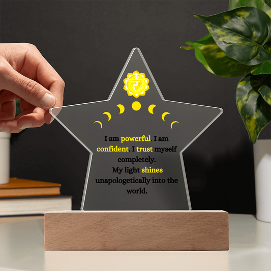 Solar Plexus Chakra Acrylic Plaque – “I Am Powerful. I Shine from Within.